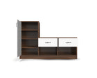 Contemporary Shoe Rack with Side Cabinet & Dual Drawers