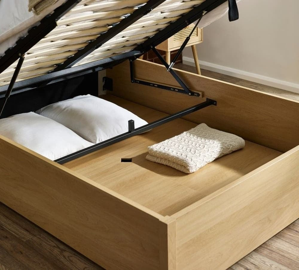 Oak Haven Upholstered Ottoman Storage Bed