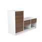 Modern Shoe Rack with Tall Cabinet & Dual Drawers – White & Walnut Finish
