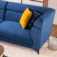 Sapphire Blue Velvet Fabric L-Shape Sofa – Modern Corner Sofa for Living Room