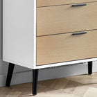 White & Oak 4‑Drawer Wide Chest