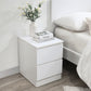 Oslo White Wooden 2 Drawer Bedside Table