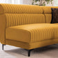 Mustard Yellow Velvet L-Shape Sofa – Spacious Sectional with Modern Quilted Design