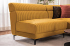 Mustard Yellow Velvet L-Shape Sofa – Spacious Sectional with Modern Quilted Design