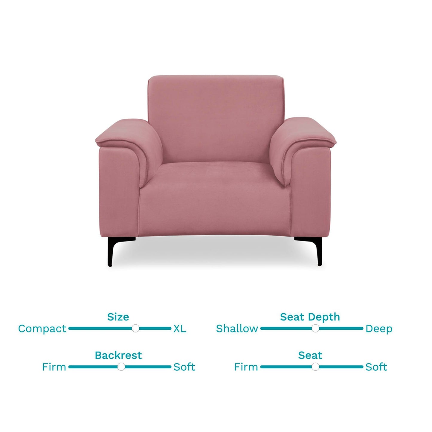 Velvet 1 Seater Sofa in Blush Pink Color