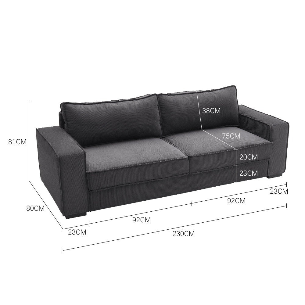 Marvita 230Cm Square Arm Sofa