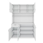 Large Crockery & Microwave Storage Cabinet with Glass Doors