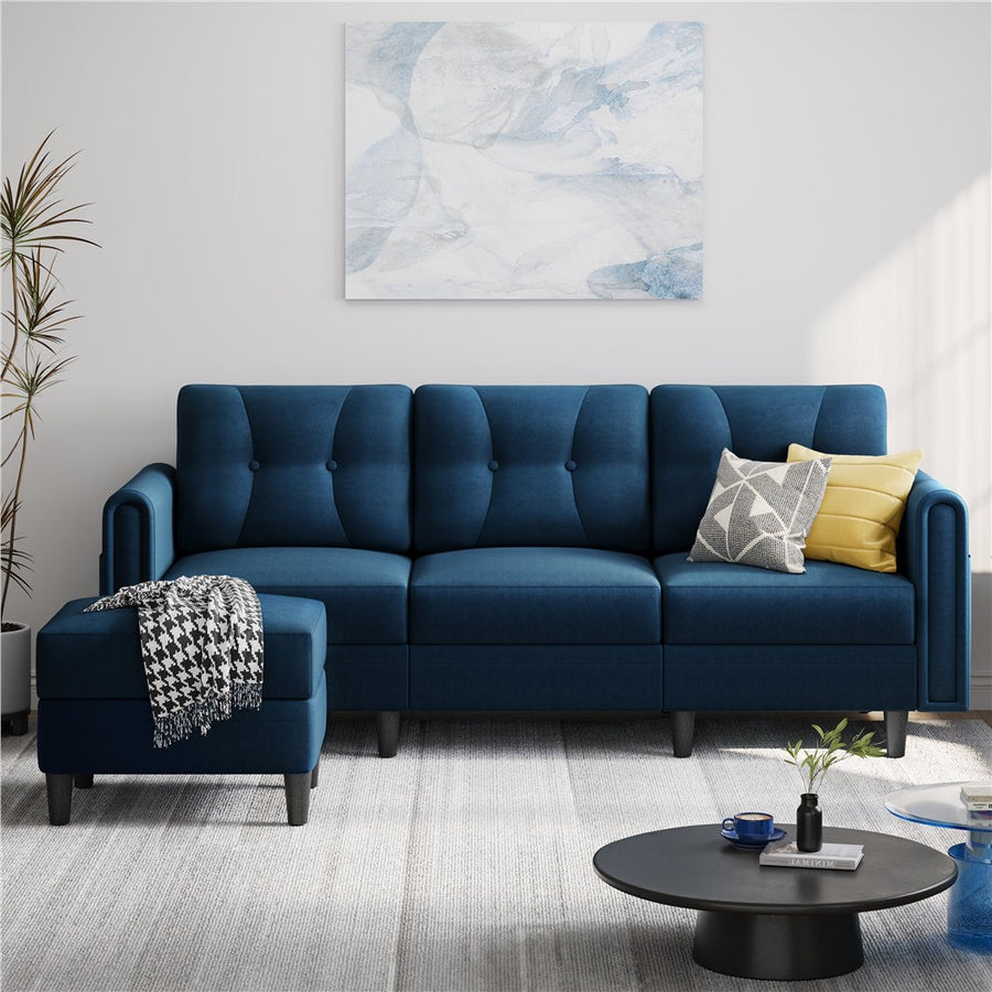 Sectional Sofa with Ottoman Reversible 3-Seater Chaise Lounge