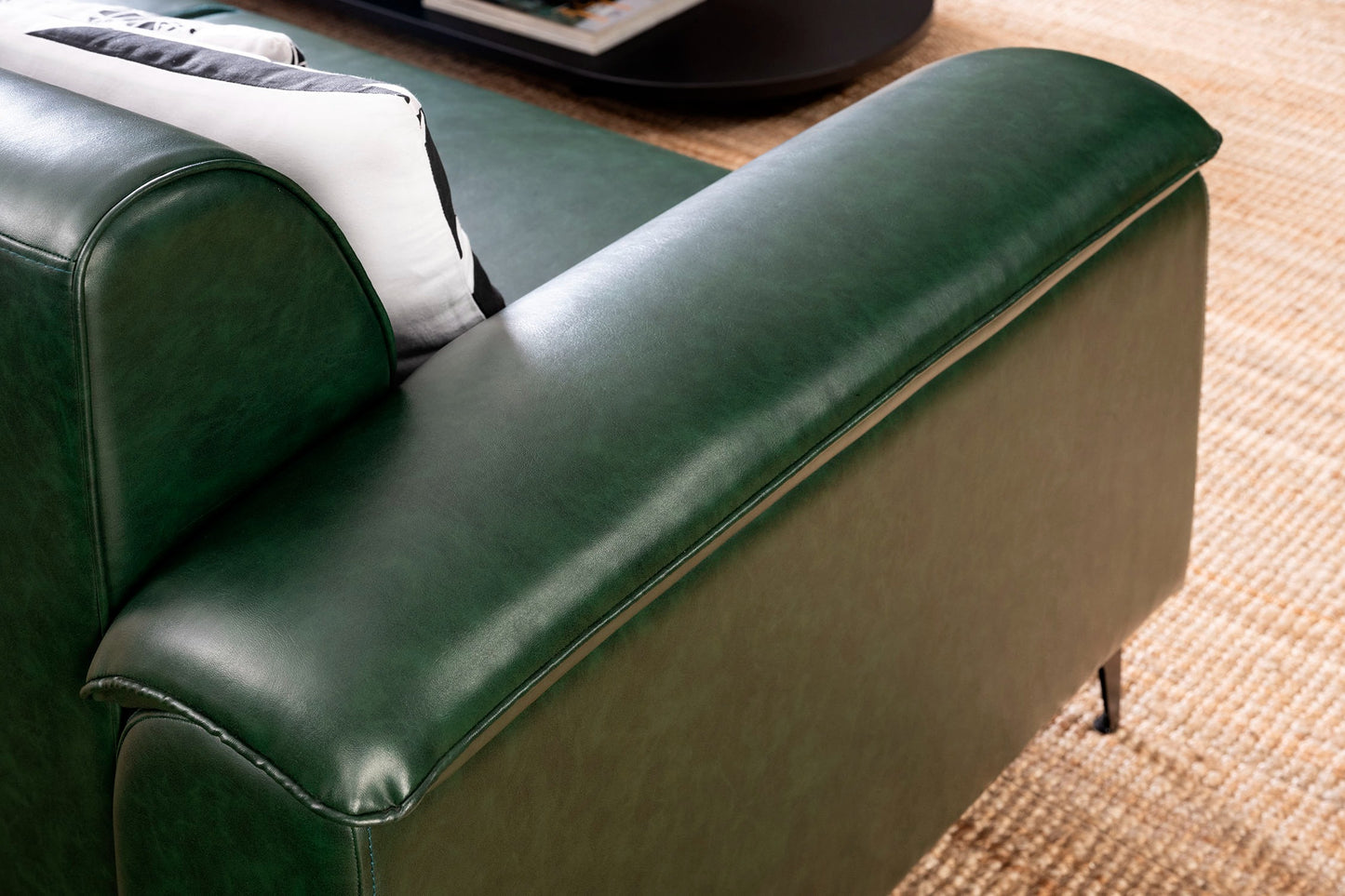 Forest Green Leatherette 3-Seater Sofa – Elegant Design with Premium Comfort