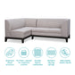 L-Shaped Fabric Sofa in Elegant Beige with Solid Wood Base