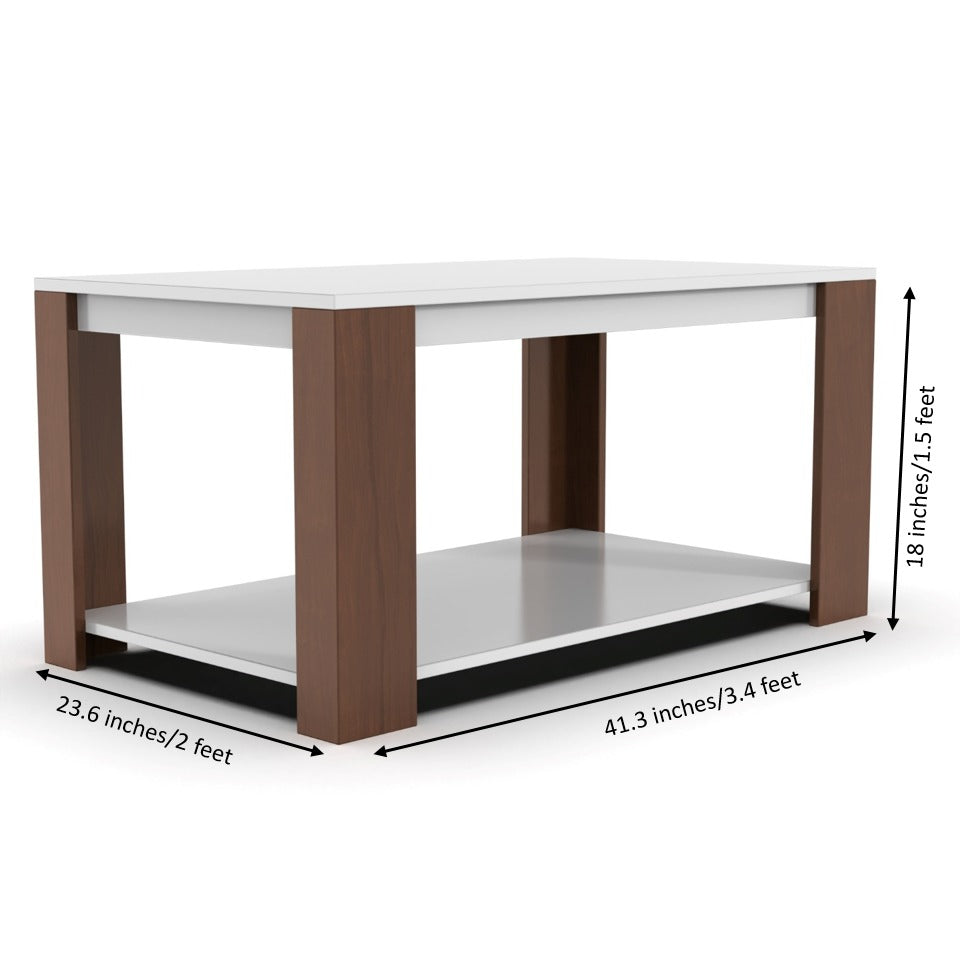 Modern Two-Tone Coffee Table with Storage Shelf