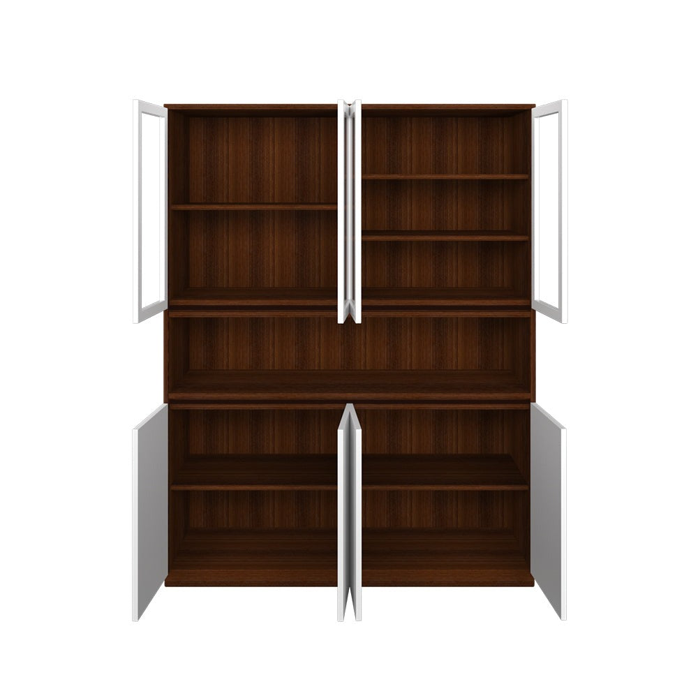 Elegance Crockery Unit – Walnut & Frosty White Finish