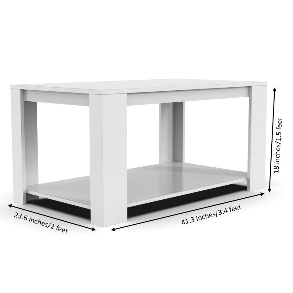 Modern Two-Tone Coffee Table with Storage Shelf