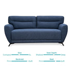 Navy Blue Fabric 3-Seater Sofa – Modern Design with Plush Comfort