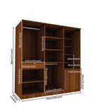 Large Wardrobe cum Dresser | Walnut and Frosty White Without Mirror