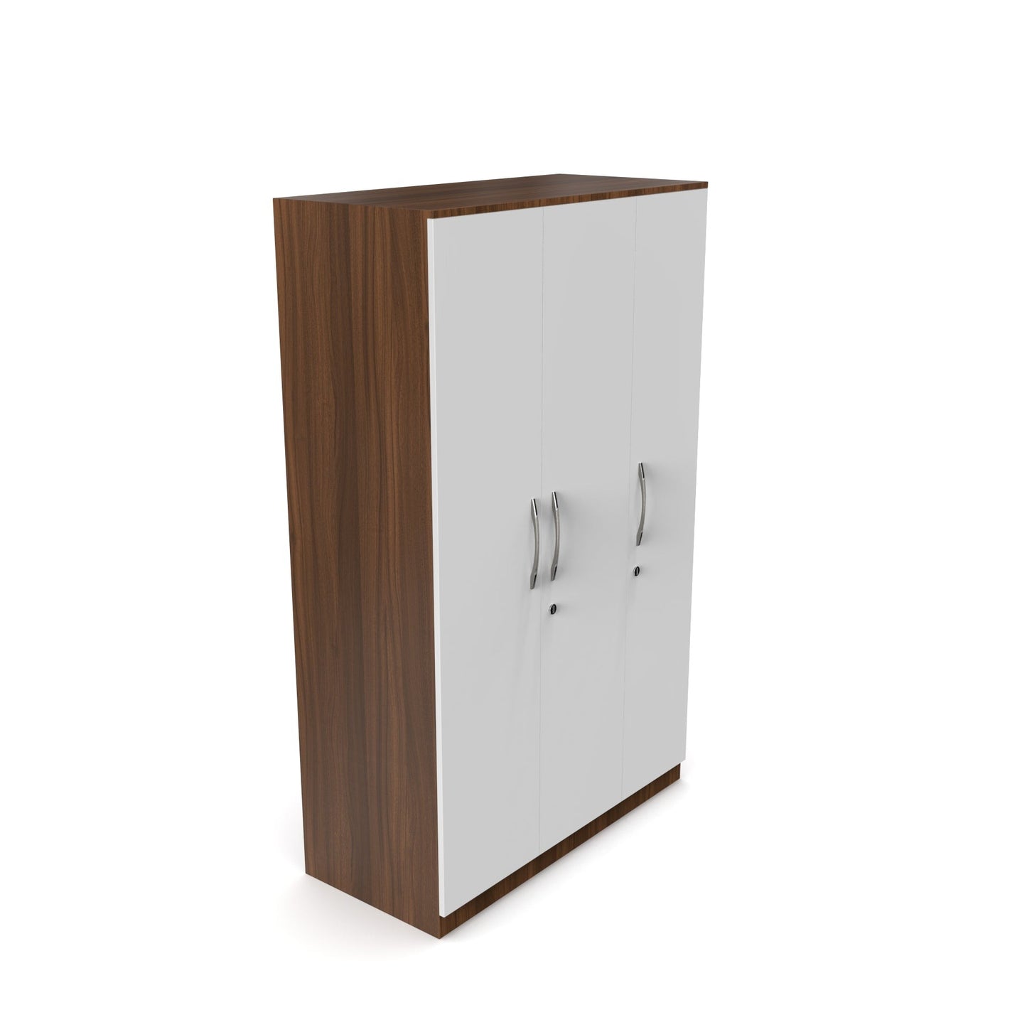 Modern 3-Door Wardrobe with White & Walnut Finish