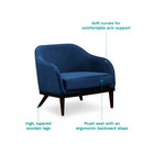 Velvet 1 Seater Armchair in Royal Blue