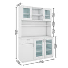 Large Crockery & Microwave Storage Cabinet with Glass Doors