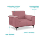 Velvet 1 Seater Sofa in Blush Pink Color