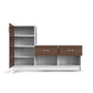 Modern Shoe Rack with Tall Cabinet & Dual Drawers – White & Walnut Finish