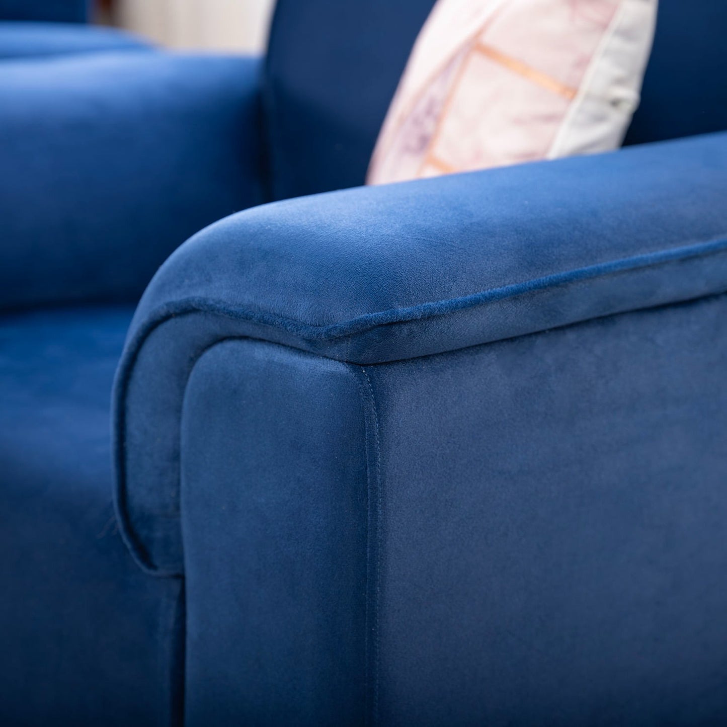 Sapphire Blue Velvet 5-Seater Sofa Set (3+1+1) – Elegant & Comfortable Living Room Furniture