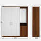 Large Wardrobe cum Dresser | Walnut and Frosty White Without Mirror
