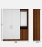 Large Wardrobe cum Dresser | Walnut and Frosty White Without Mirror