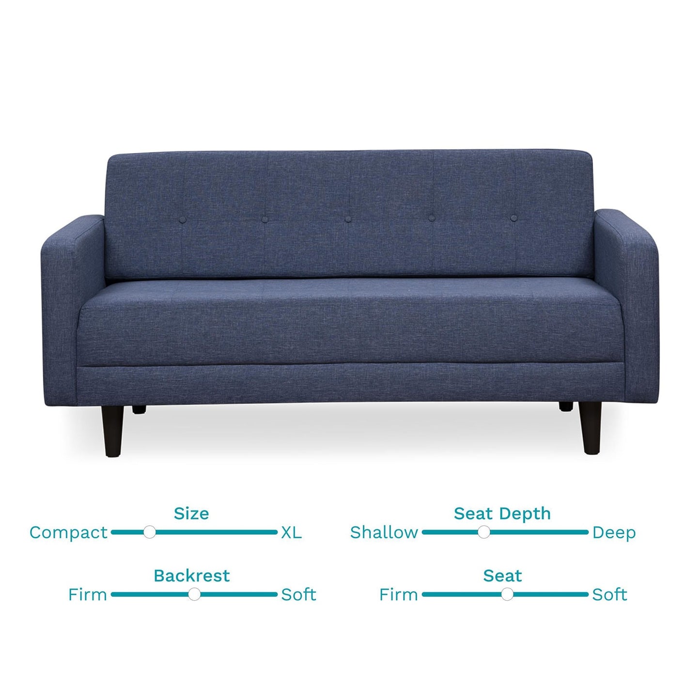 Fabric 3 Seater Sofa in Grace Denim Color