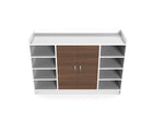 Grandeur Multi-Shelf Shoe Cabinet with Dual Doors & Open Shelves