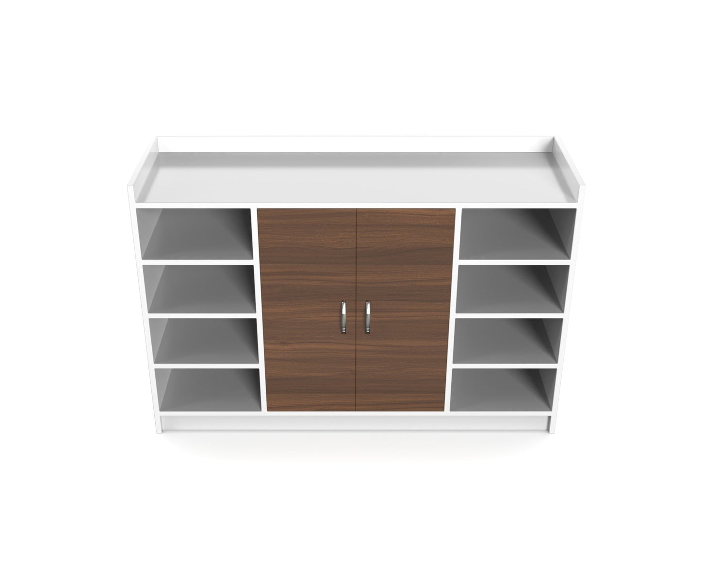Grandeur Multi-Shelf Shoe Cabinet with Dual Doors & Open Shelves