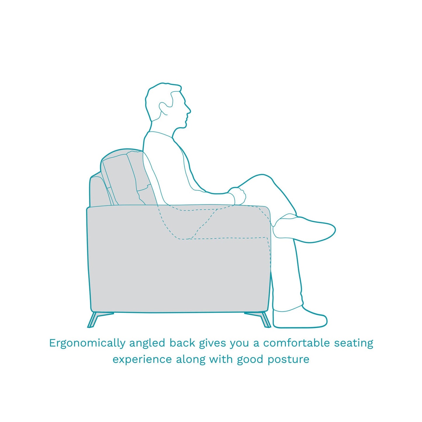 Velvet 1 Seater Sofa – Mineral Blue