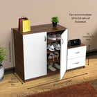 Dual Section Shoe Cabinet with Storage Drawers