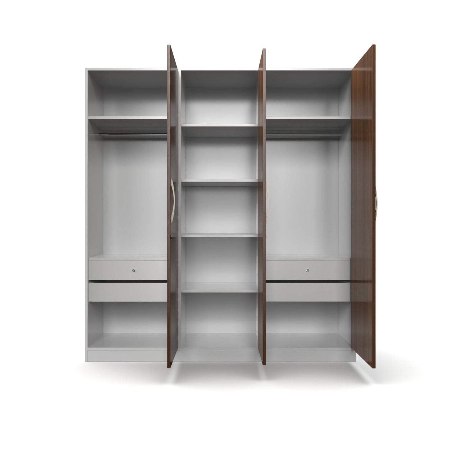 3 Door Wooden Wardrobe with Hanging Space & Shelves (6 Ft)