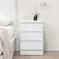 Luna 3-Drawer White Bedside Table