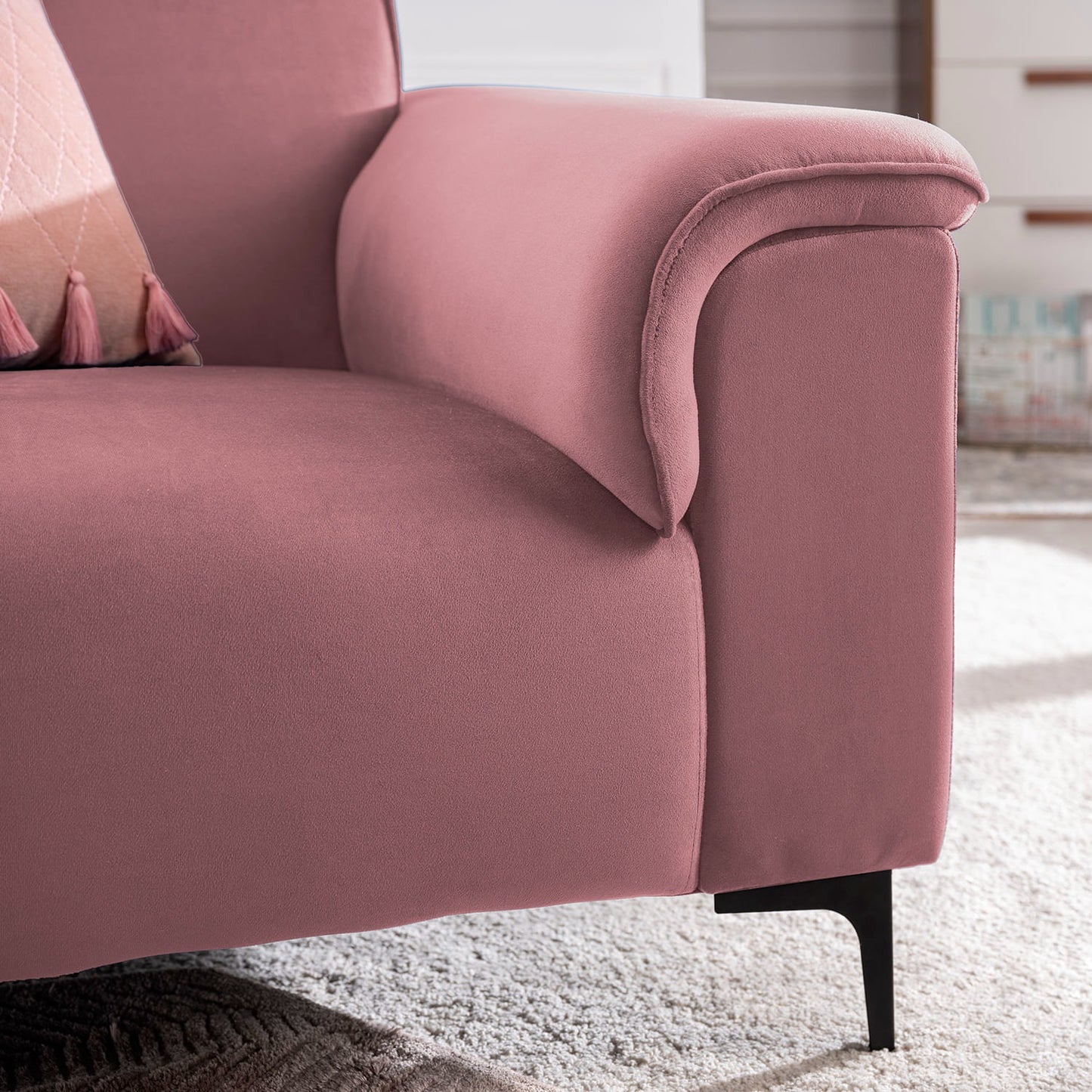 Velvet 1 Seater Sofa in Blush Pink Color