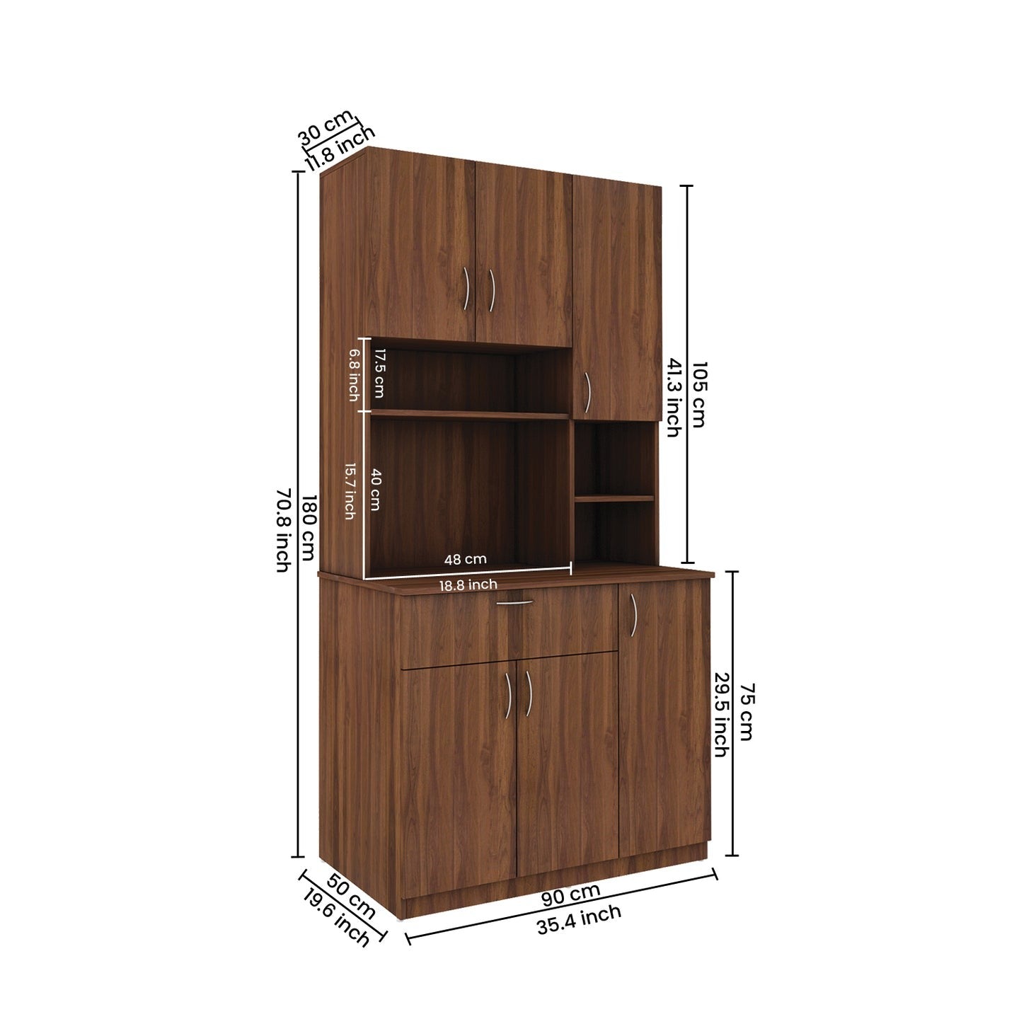 Crockery Unit – Walnut Finish