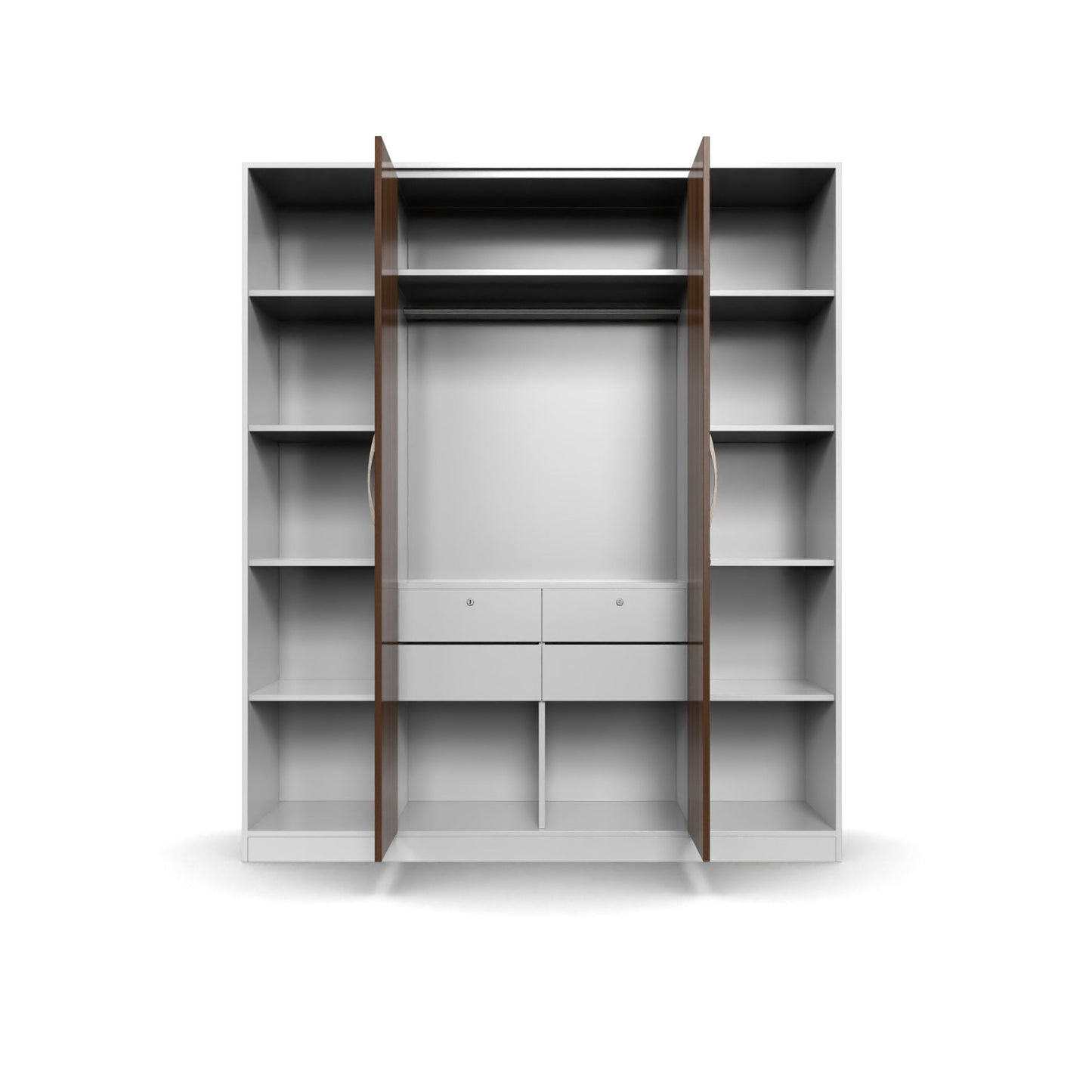 Modern 2-Door Wardrobe with Side Open Shelves (6ft x 7ft)