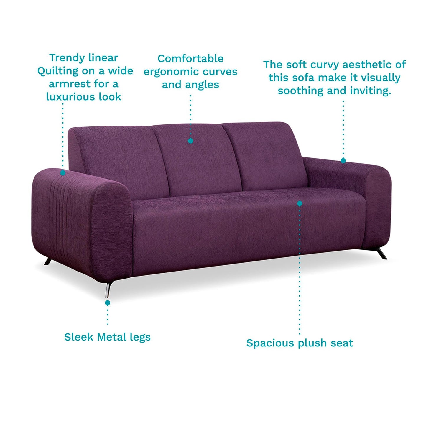 Purple Berry Fabric 3+1+1 Sofa Set – Modern Comfort & Stylish Living Room Furniture