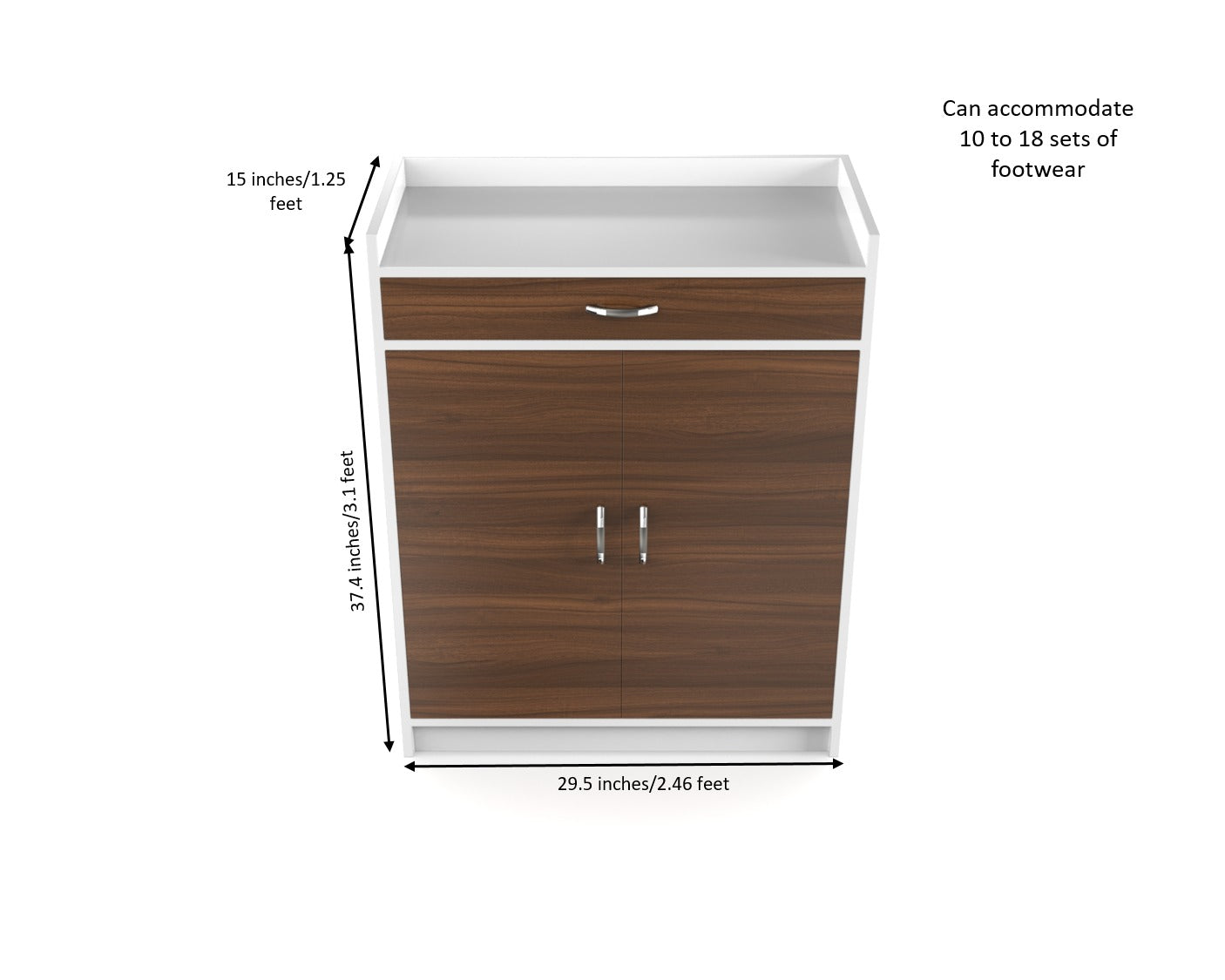 Tall Wooden Shoe Rack with Double Doors & Storage Drawer – Footwear Cabinet (Holds 10–18 Pairs)