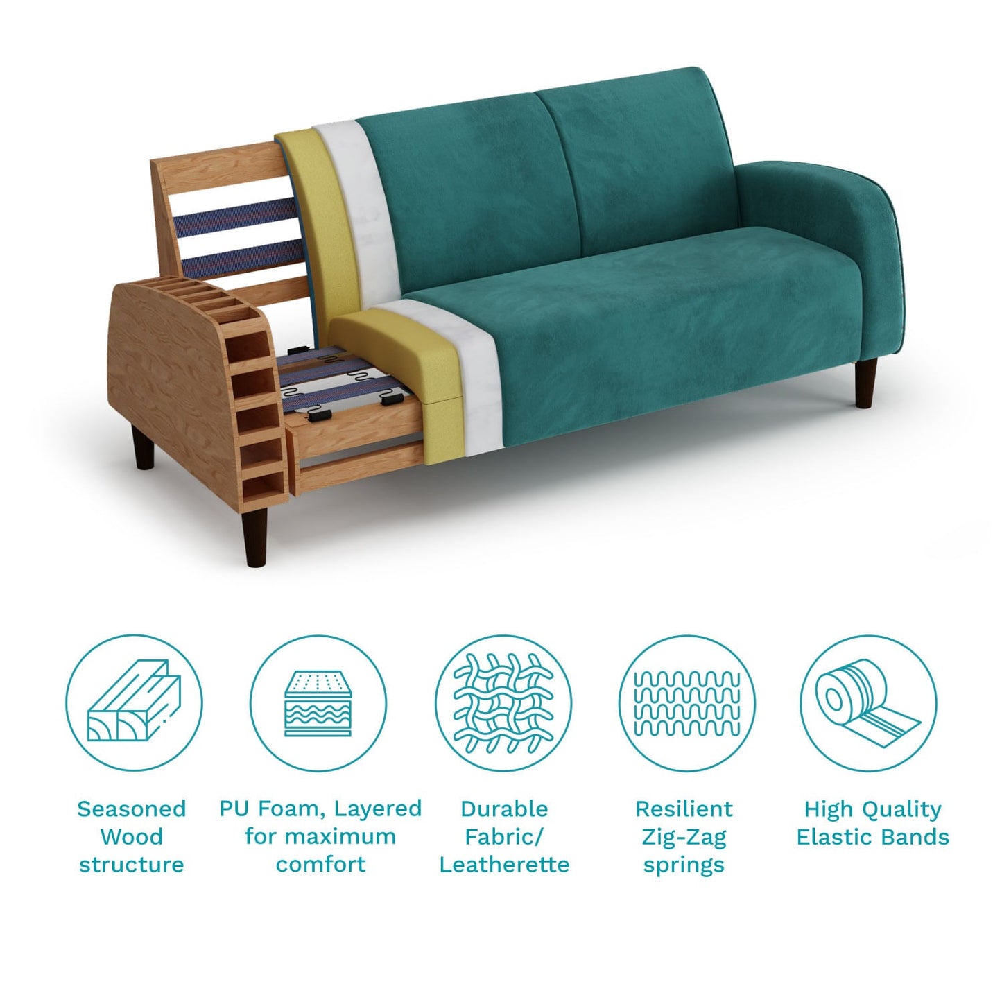 Sand Beige Leatherette 3-Seater Sofa – Modern Comfort & Elegant Design