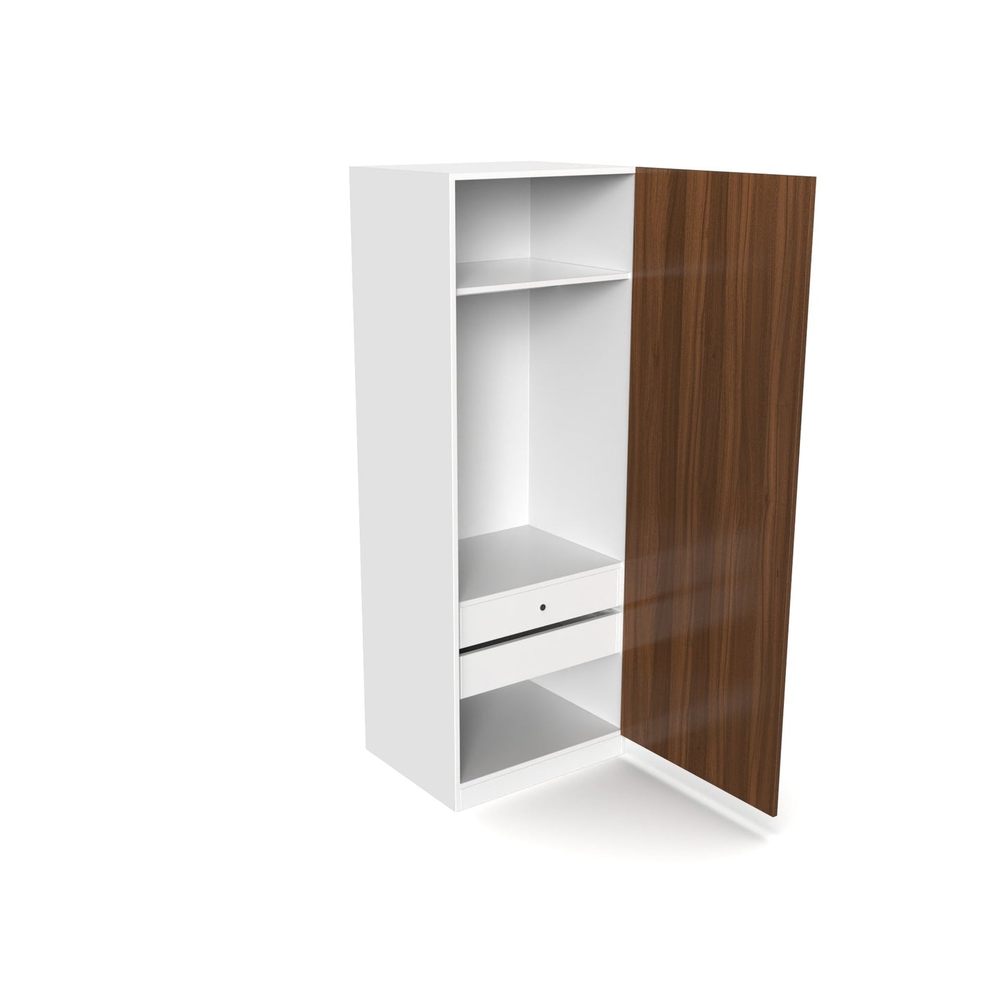Single Door Compact Wardrobe with Hanging Rod & Storage Shelves