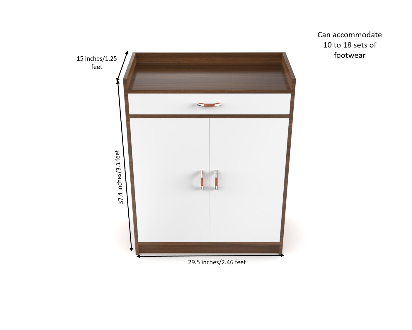 UrbanSpace Premium Shoe Rack with Drawer (Walnut & White Finish)