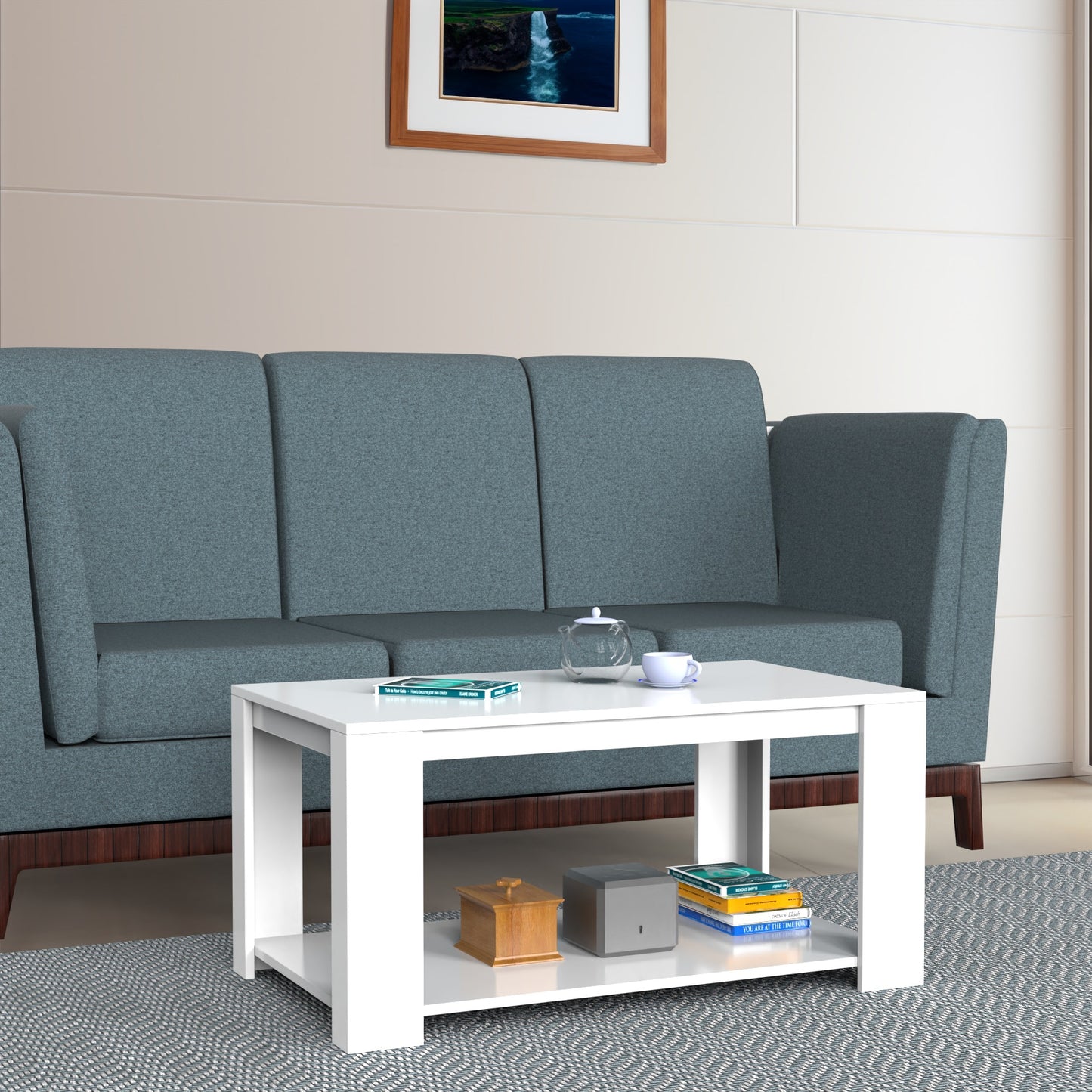 Modern Two-Tone Coffee Table with Storage Shelf