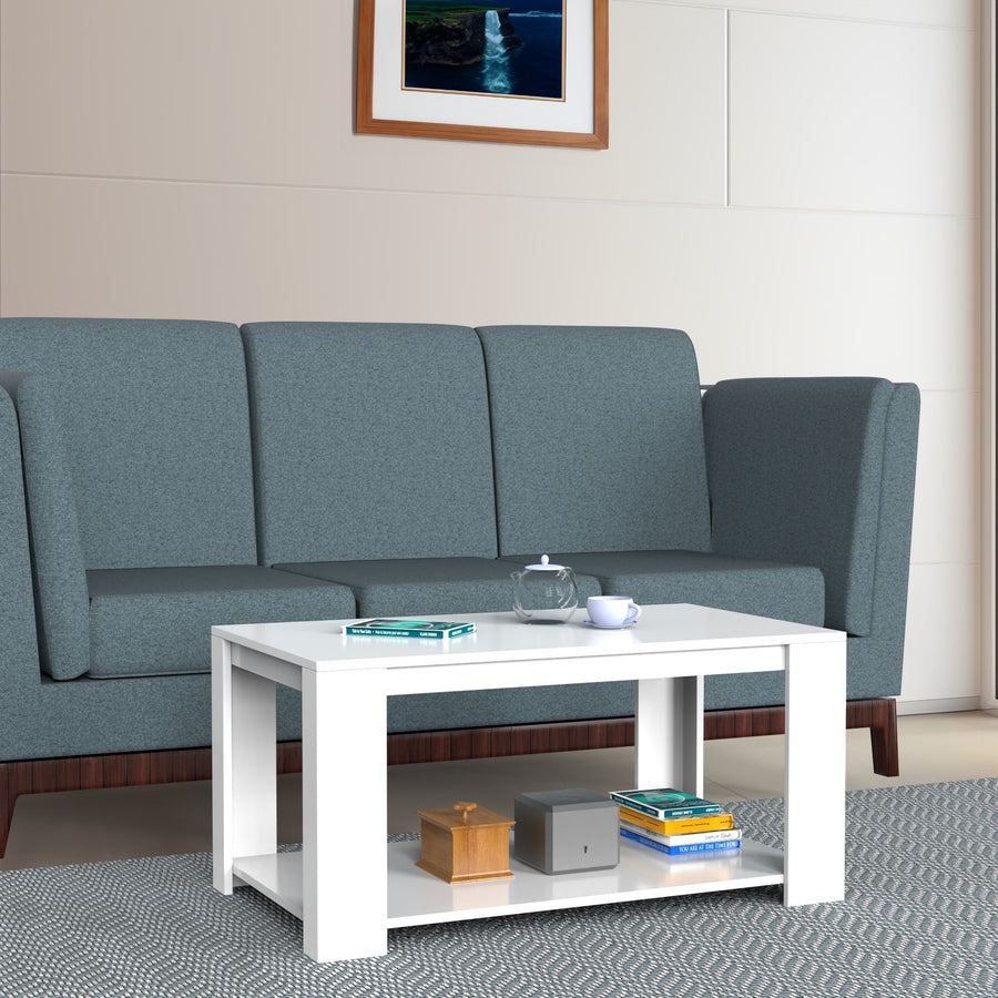 Modern Two-Tone Coffee Table with Storage Shelf