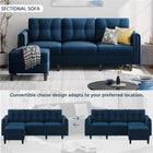 Sectional Sofa with Ottoman Reversible 3-Seater Chaise Lounge