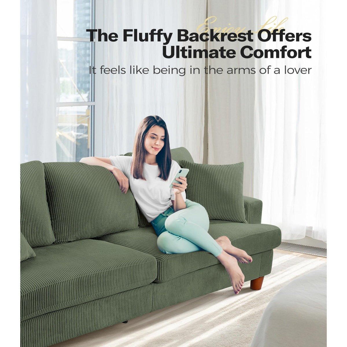 Corduroy 3-seater sofa