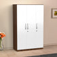 Modern 3-Door Wardrobe with White & Walnut Finish