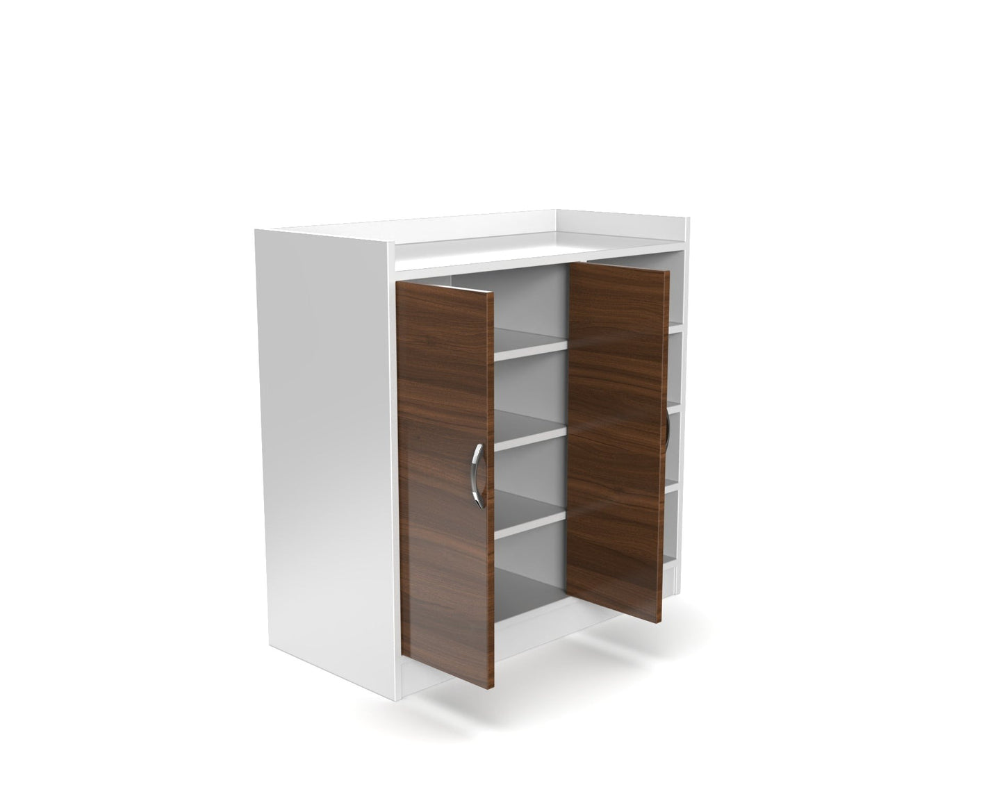 Wooden Shoe Rack with Double Doors & Open Side Shelves – Footwear Organizer (Holds 12–18 Pairs)