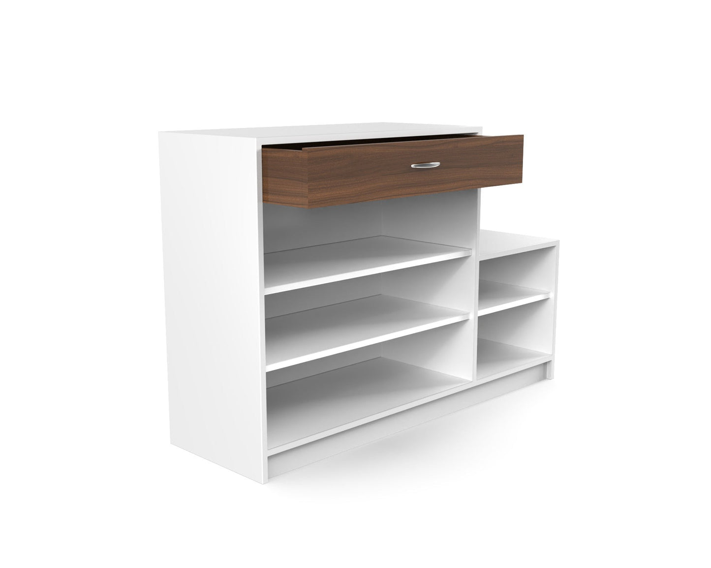 Wide Wooden Shoe Rack with Drawer & Side Shelves – Footwear Organizer (Holds 10–14 Pairs)