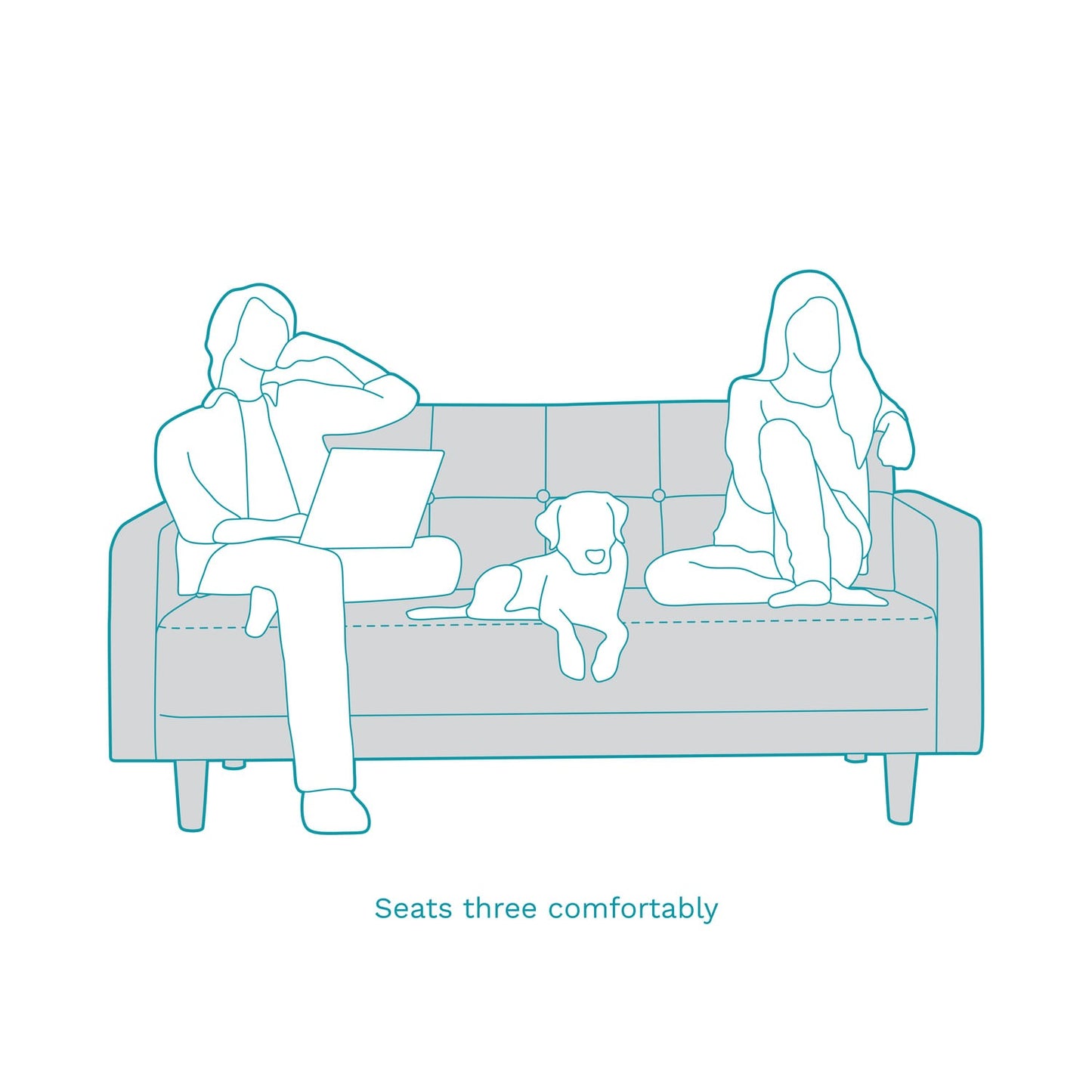 Fabric 3 Seater Sofa in Grace Denim Color